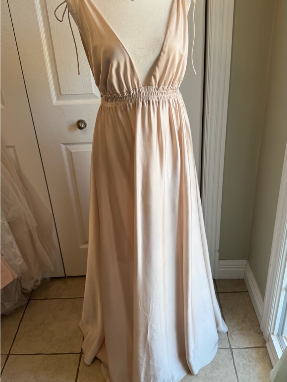 Watters  luscious charmeuse  in ballet slipper  V-Neck Maxi Dress
